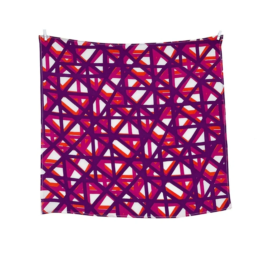 NWT SILKLETTE Intersections 100% Fine Silk Kerchief Scarf ORANGE/MAGENTA/WHITE